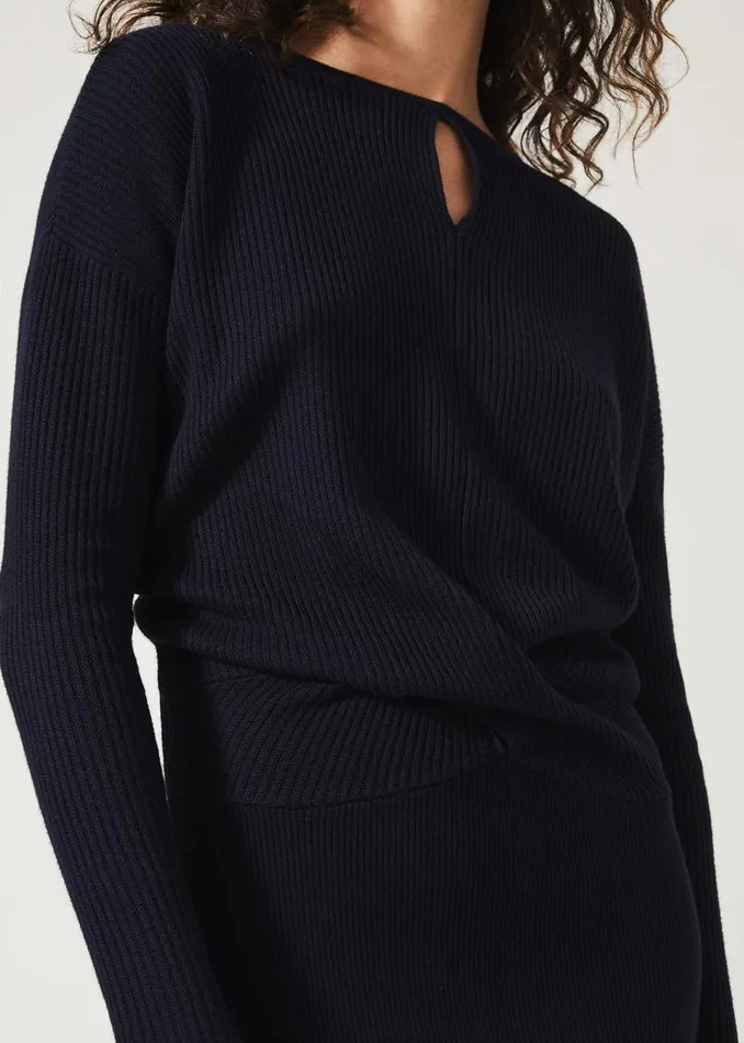Annis Twist Knit Dress Navy Women Phase Eight Dresses
