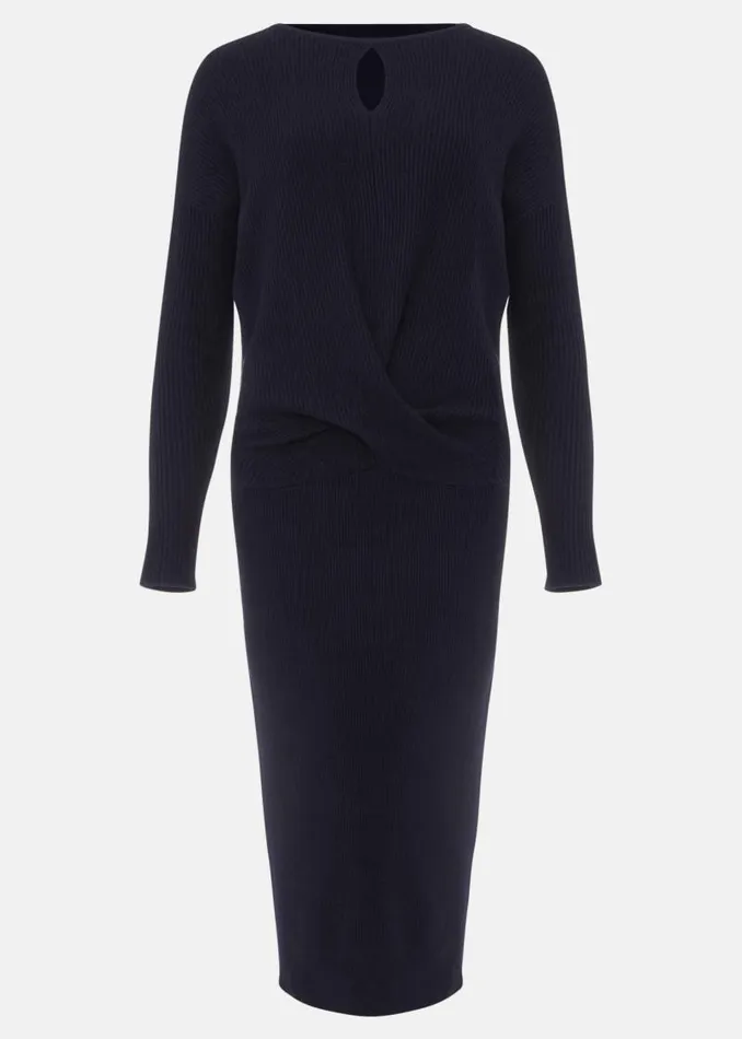 Annis Twist Knit Dress Navy Women Phase Eight Dresses