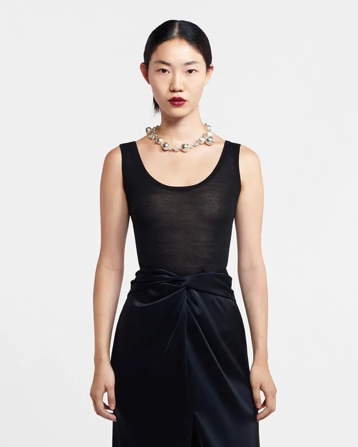 Arti Superfine Merino Scoop Neck Top Black Women Nanushka Tops