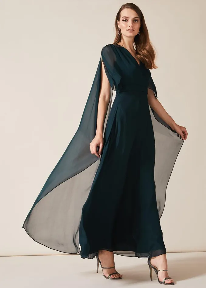 Arwen Silk Drape Dress Petrol Women Phase Eight Dresses