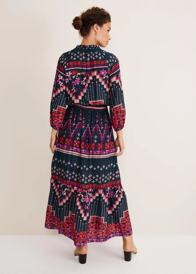 Asa Tile Print Midaxi Dress Navypink Women Phase Eight Dresses