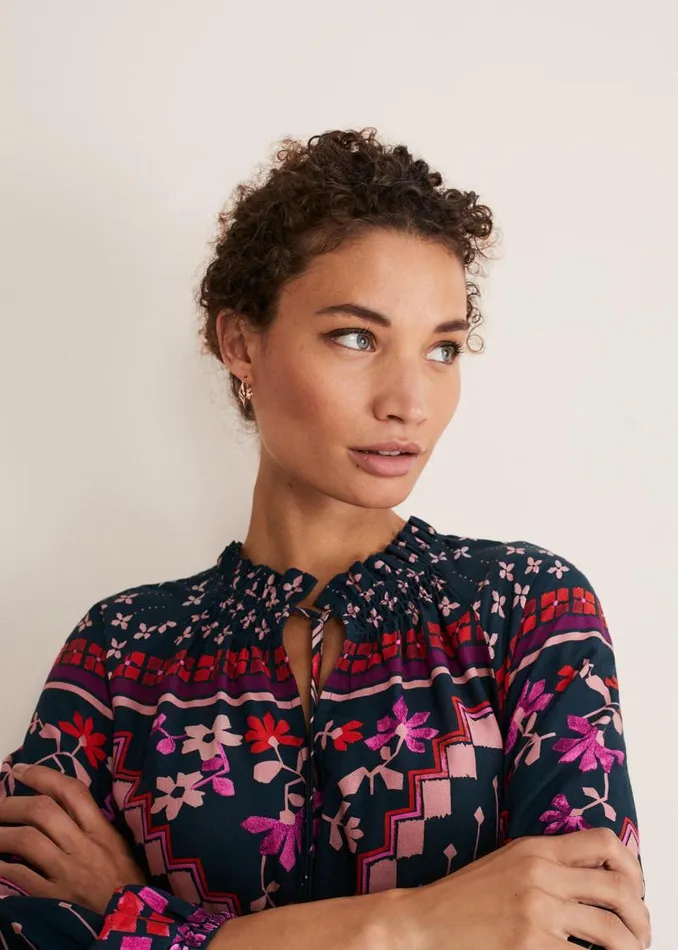 Asa Tile Print Midaxi Dress Navypink Women Phase Eight Dresses