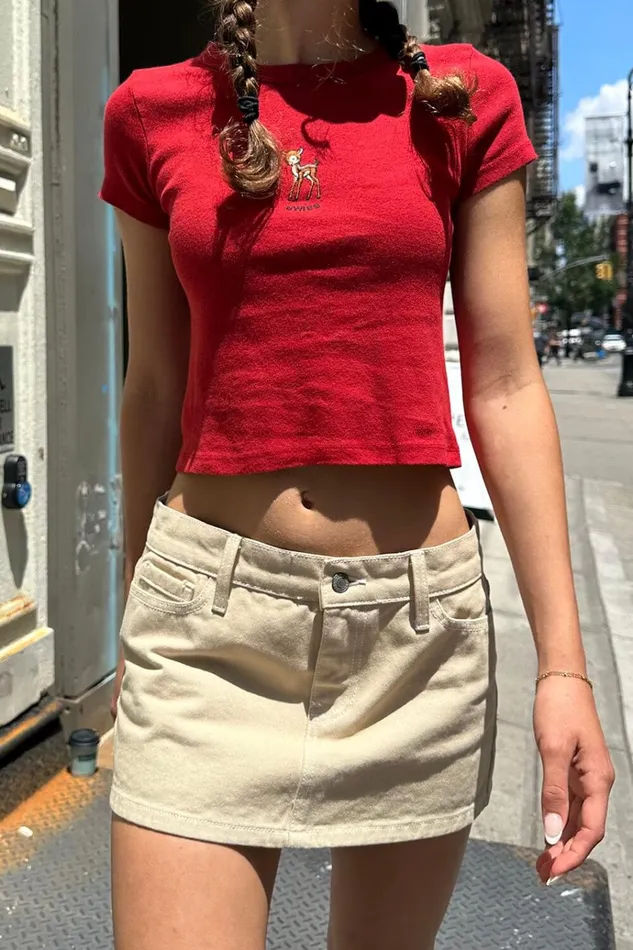 Ashlyn Swiss Deer Top Red Women Brandy Melville Tops