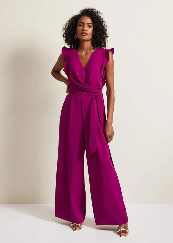 Ayla Magenta Ruffle Wrap Jumpsuit Magenta Women Phase Eight Dresses
