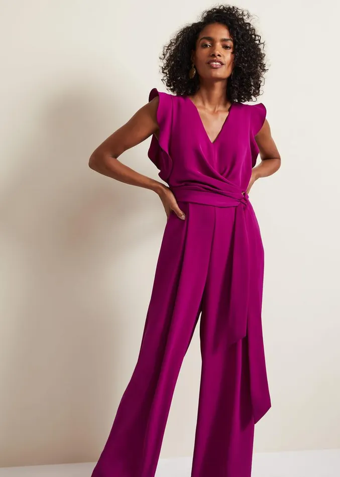 Ayla Magenta Ruffle Wrap Jumpsuit Magenta Women Phase Eight Dresses