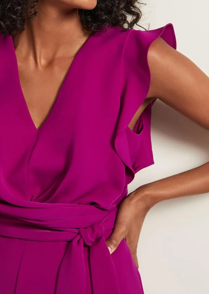 Ayla Magenta Ruffle Wrap Jumpsuit Magenta Women Phase Eight Dresses