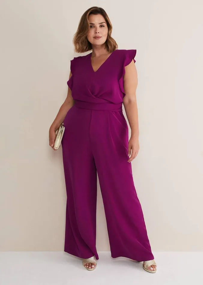 Ayla Magenta Ruffle Wrap Jumpsuit Magenta Women Phase Eight Dresses