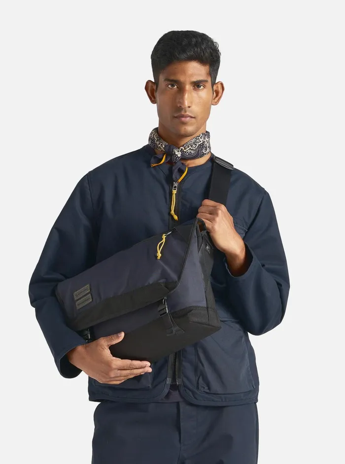 Bags Men Universal Works MasterPiece X Universal Works Courier Bag In Navy Recycled Tech Canvas