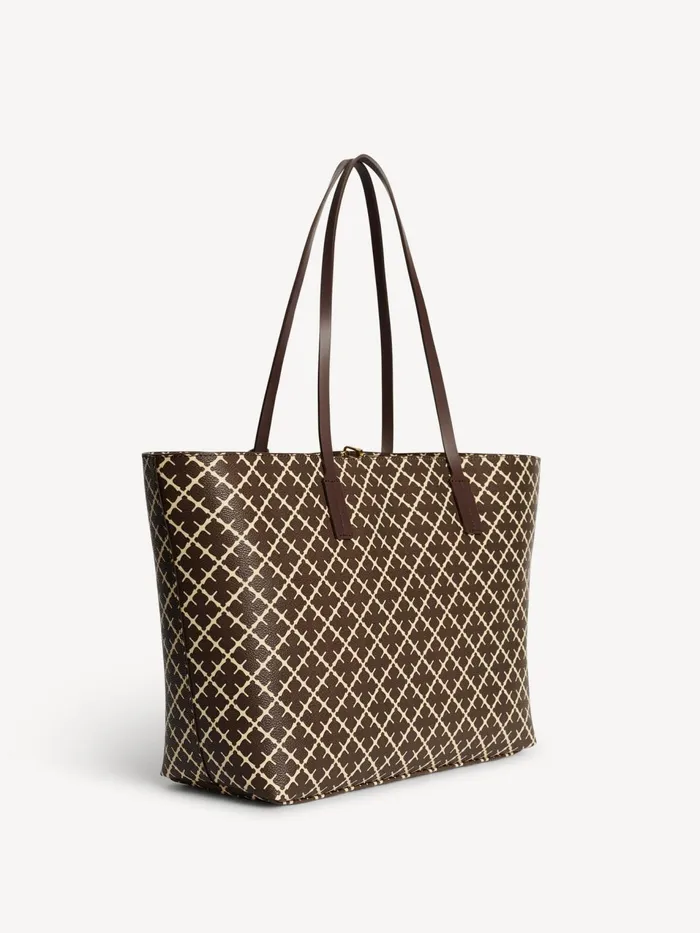 Bags Women By Malene Birger Abigail Printed Tote Bag Warm Brown