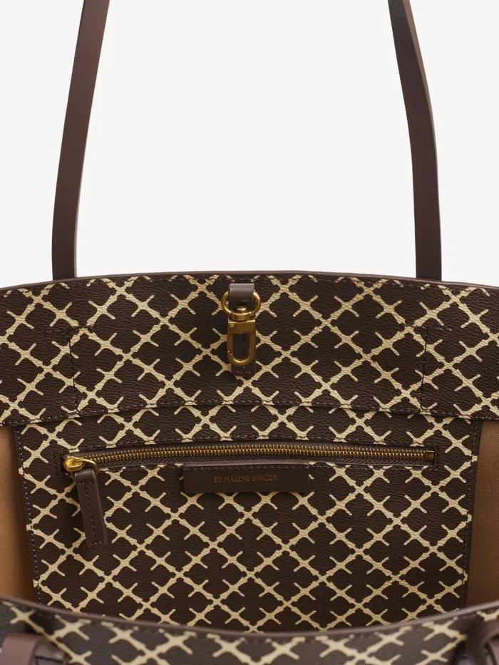 Bags Women By Malene Birger Abigail Printed Tote Bag Warm Brown
