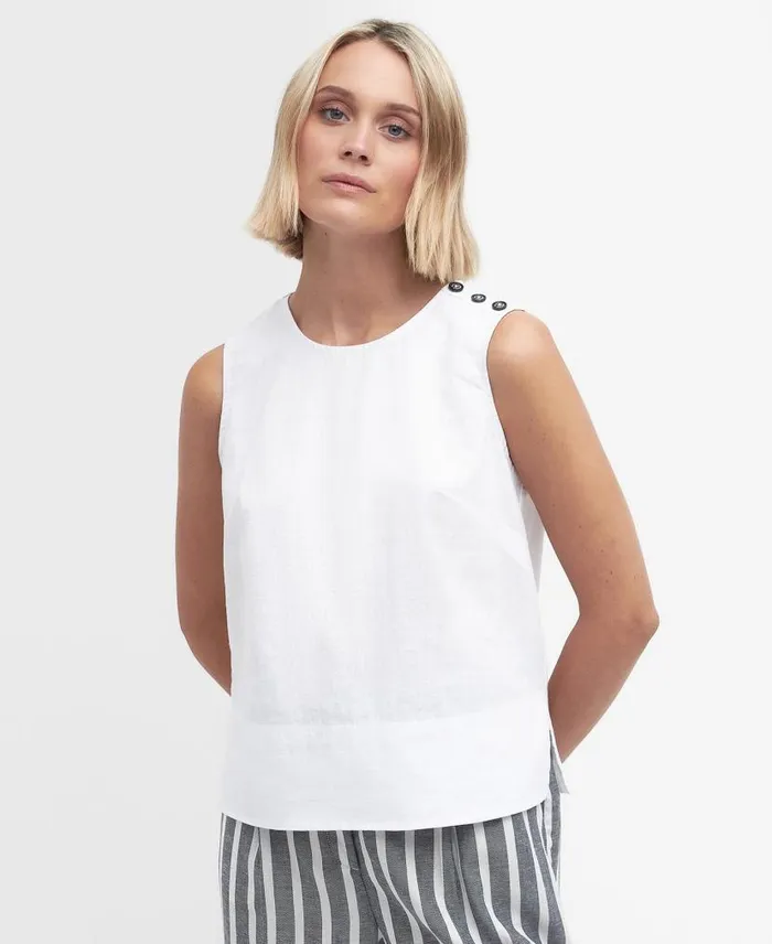 Bathgate Tank Top Classic White Women Barbour Shirts and Blouses