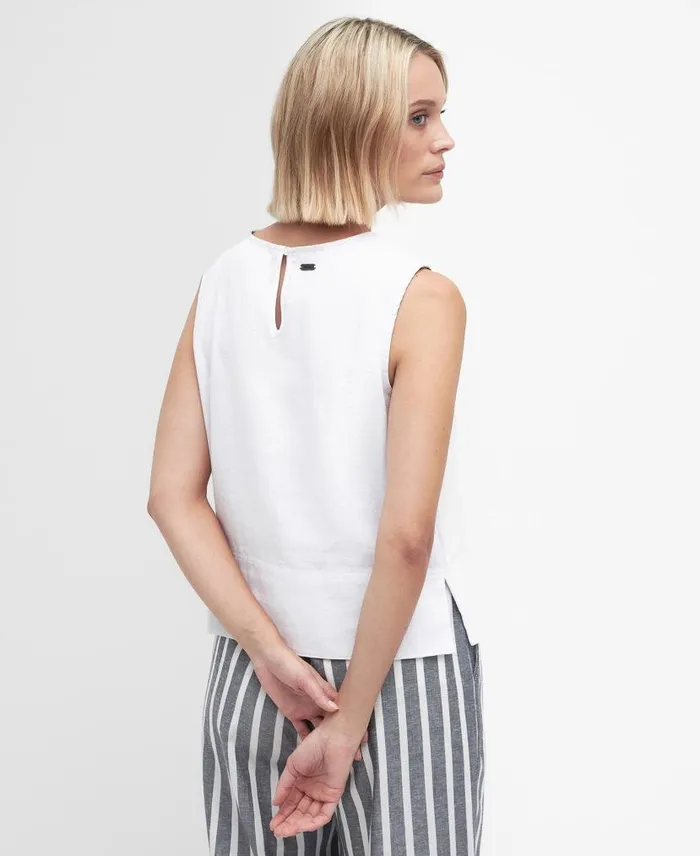 Bathgate Tank Top Classic White Women Barbour Shirts and Blouses