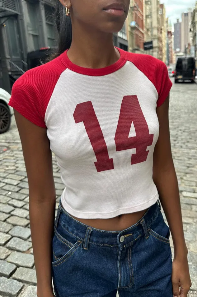 Bella 14 Top White Red Women Brandy Melville Tops