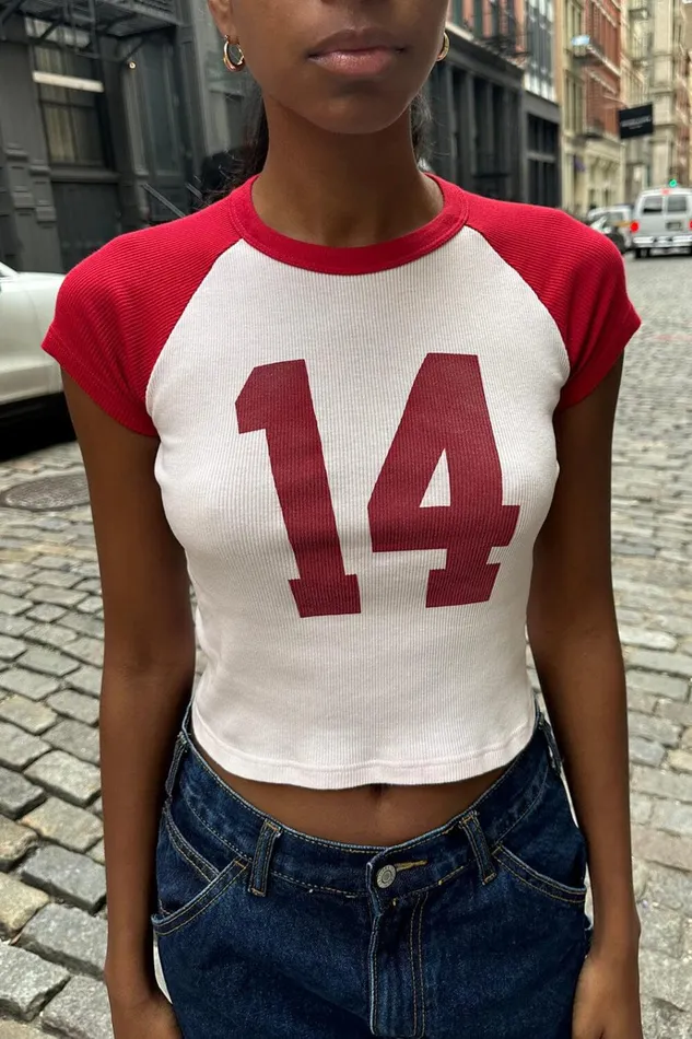 Bella 14 Top White Red Women Brandy Melville Tops