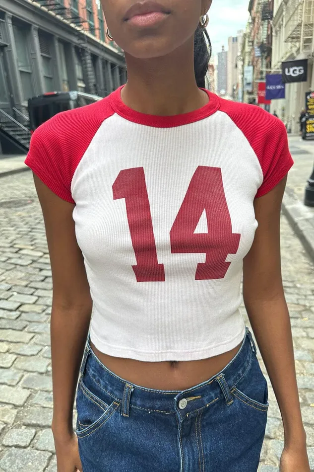 Bella 14 Top White Red Women Brandy Melville Tops