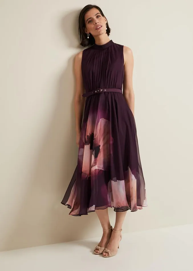 Bethany Placement Print Midi Dress Multicoloured Women Phase Eight Dresses