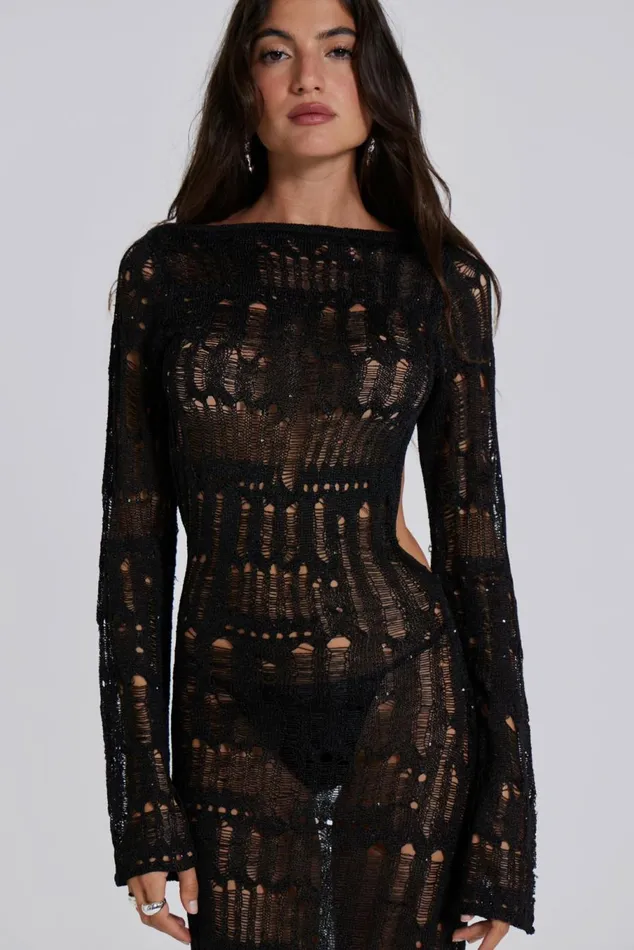 Black Metallic Umbra Maxi Dress Black Women Jaded London Beach Cover Ups Black Metallic Umbra Maxi Dress Black Women Jaded London Beach Cover Ups