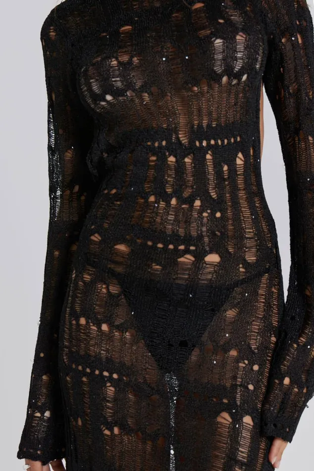 Black Metallic Umbra Maxi Dress Black Women Jaded London Beach Cover Ups Black Metallic Umbra Maxi Dress Black Women Jaded London Beach Cover Ups
