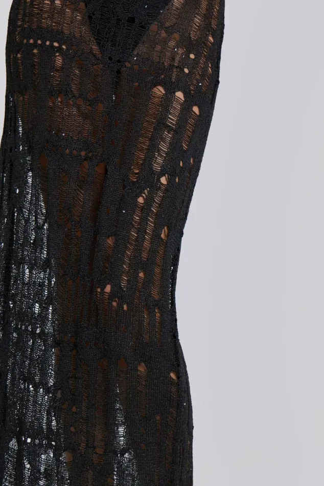 Black Metallic Umbra Maxi Dress Black Women Jaded London Beach Cover Ups Black Metallic Umbra Maxi Dress Black Women Jaded London Beach Cover Ups