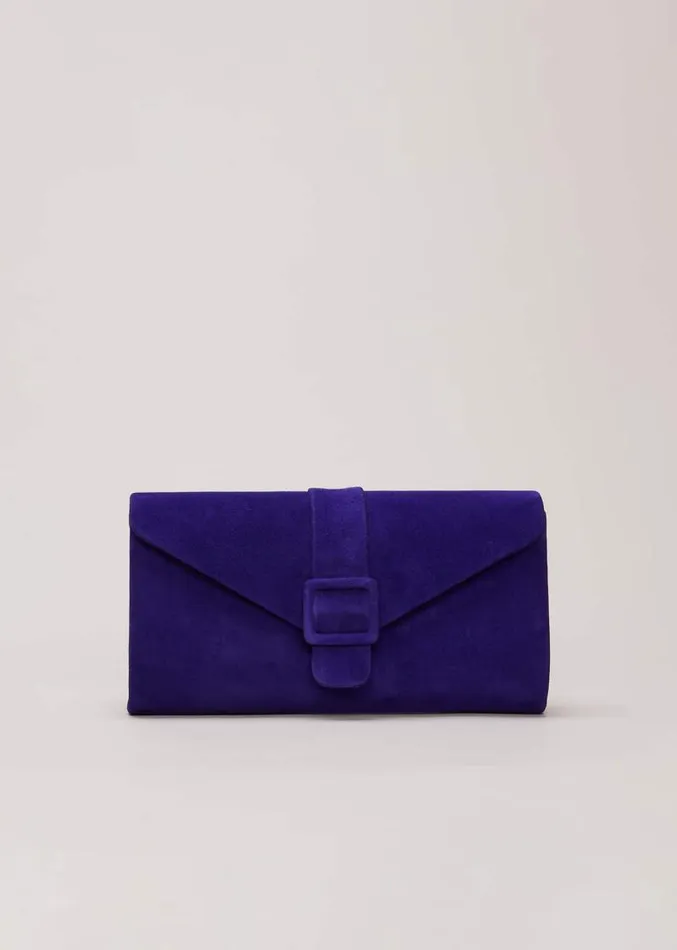 Blue Suede Clutch Bag Blue Women Phase Eight Bags and Clutches