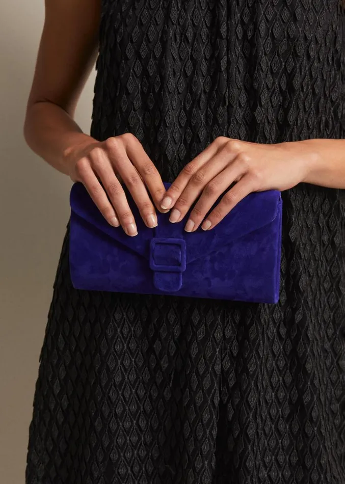 Blue Suede Clutch Bag Blue Women Phase Eight Bags and Clutches