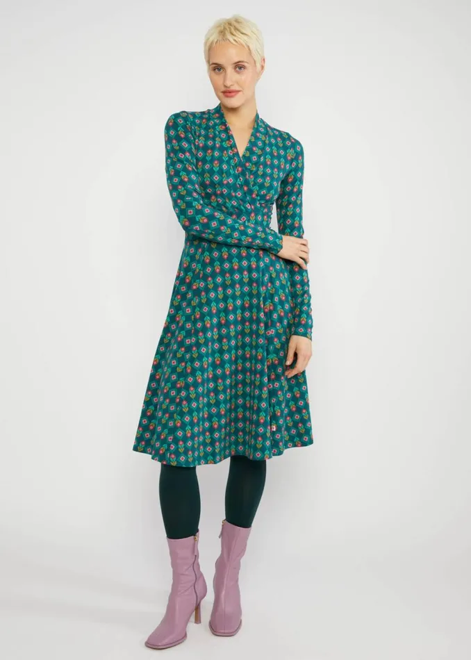 Blutsgeschwister Autumn Dress Shalala Tralala Shawl Green Women Dresses