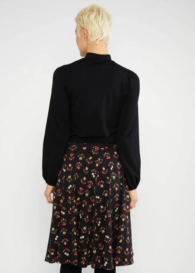 Blutsgeschwister Circle Skirt Wooden Heart Circular Black Women Skirts