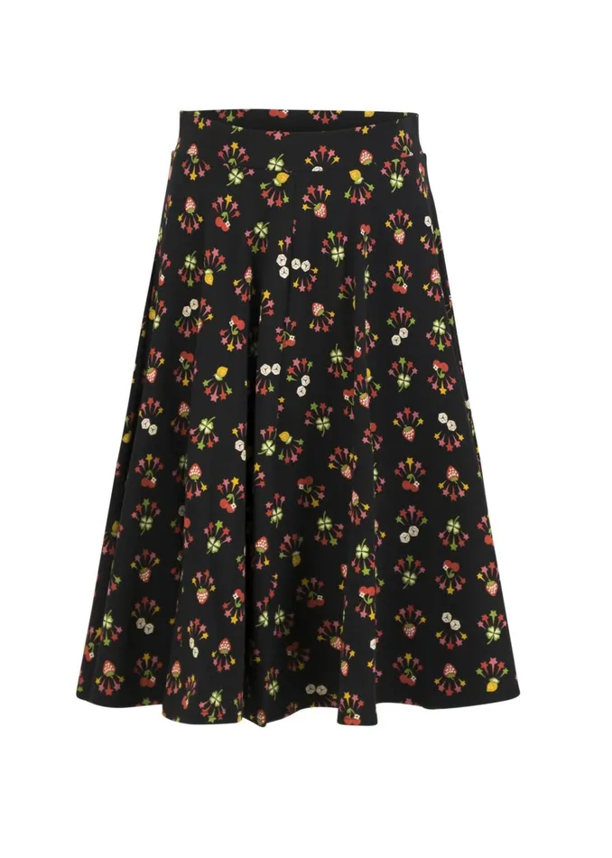 Blutsgeschwister Circle Skirt Wooden Heart Circular Black Women Skirts