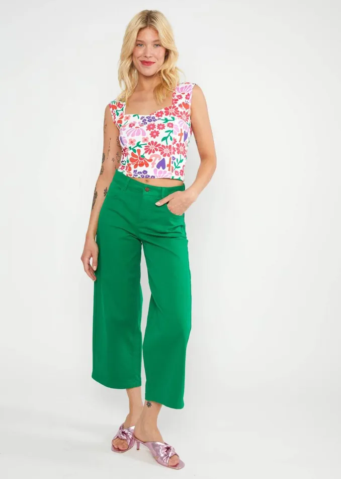 Blutsgeschwister Culottes High Waist Culotte Green Women Trousers