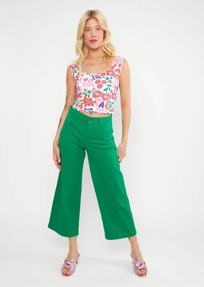Blutsgeschwister Culottes High Waist Culotte Green Women Trousers