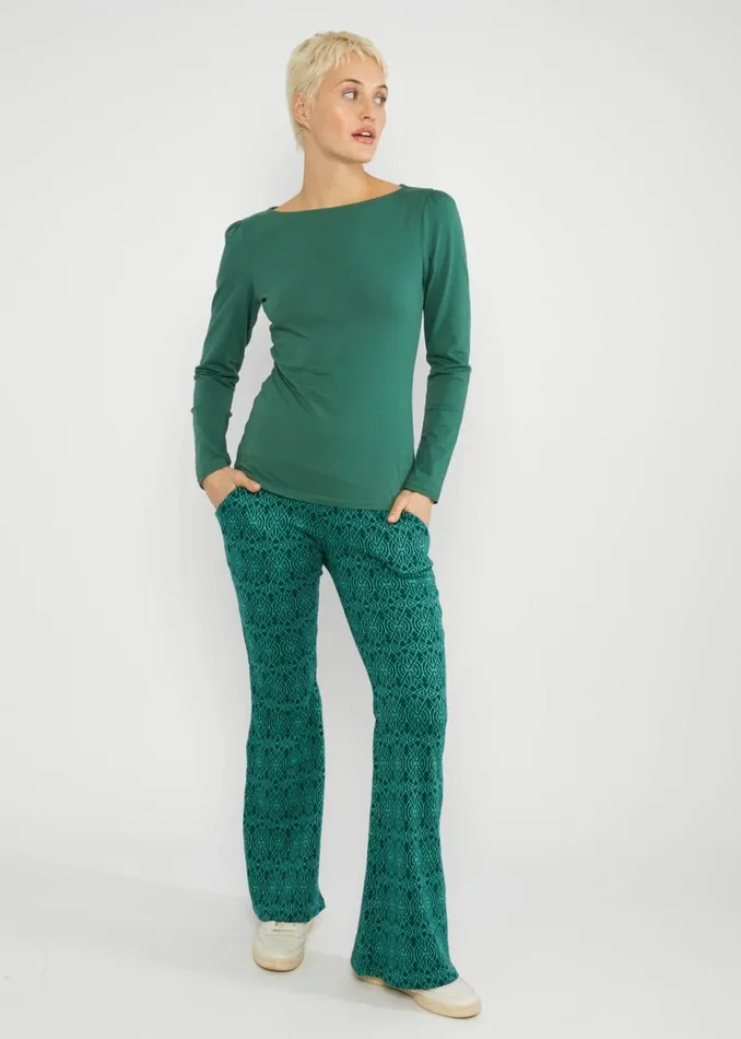 Blutsgeschwister Flares On A Winters Day Flared Green Women Trousers