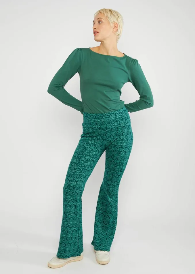 Blutsgeschwister Flares On A Winters Day Flared Green Women Trousers