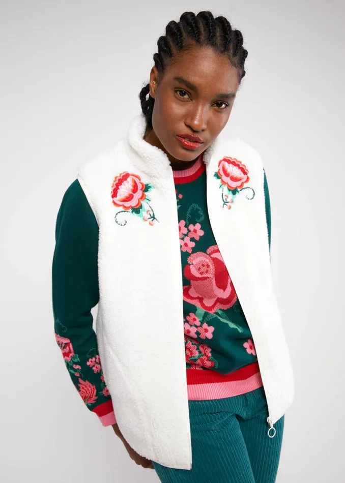 Blutsgeschwister Gilet Smoochy Woods Vest White Women Jackets and Coats