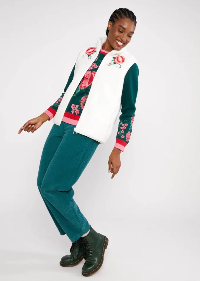 Blutsgeschwister Gilet Smoochy Woods Vest White Women Jackets and Coats