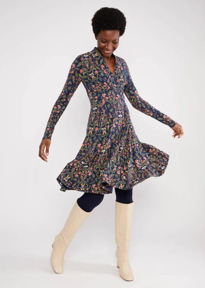 Blutsgeschwister Jersey Dress Shalala Tralala Shawl Blue Women Dresses