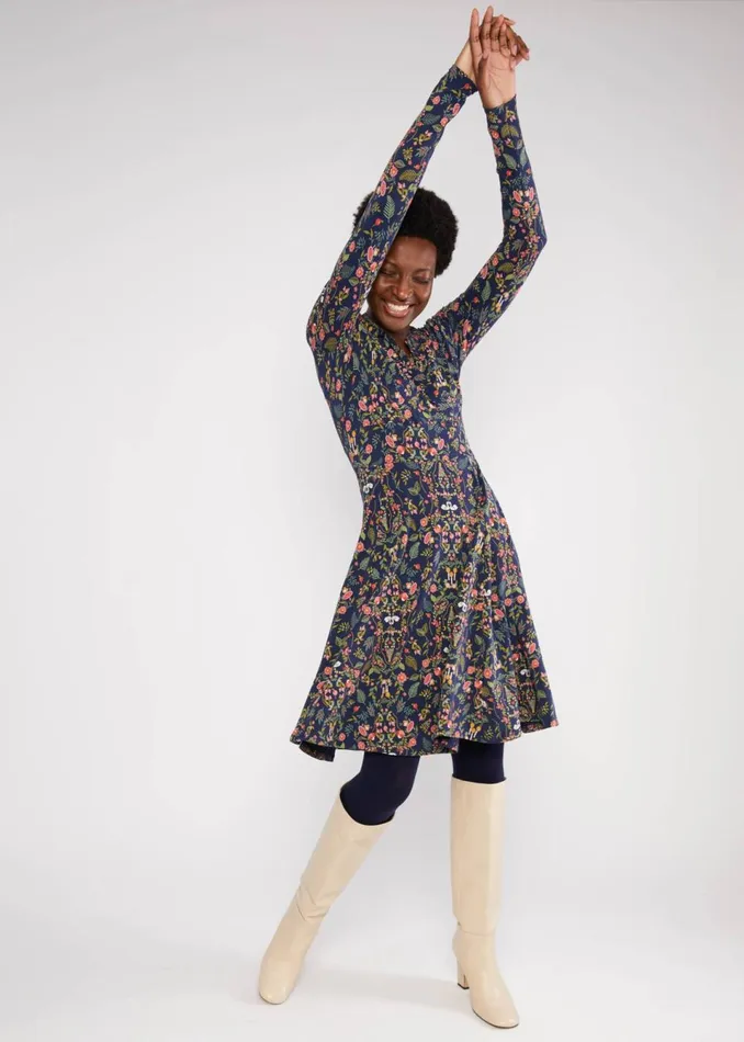 Blutsgeschwister Jersey Dress Shalala Tralala Shawl Blue Women Dresses
