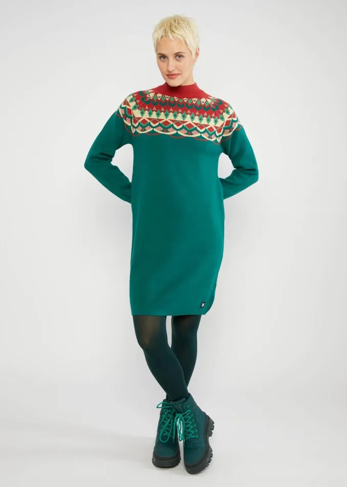 Blutsgeschwister Jumper Dress Scandi Woods Green Women Dresses