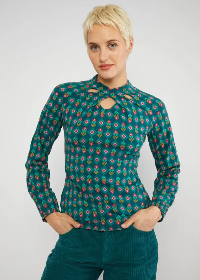 Blutsgeschwister Longsleeve Poetic Garden Boho Green Women Tops