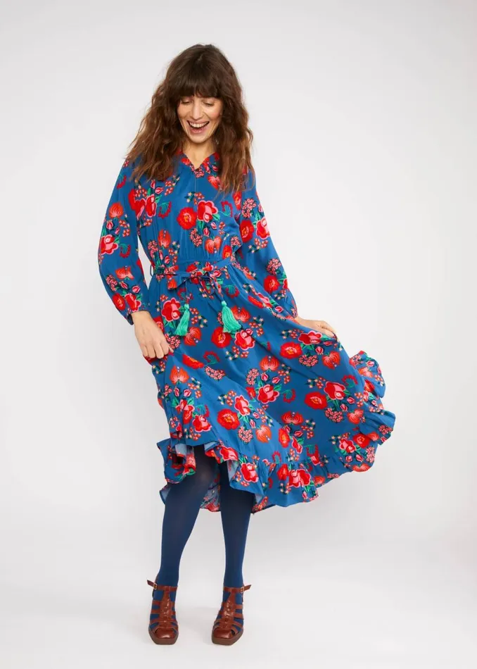 Blutsgeschwister Midi Dress Bohemian Fairytale Blue Women Dresses