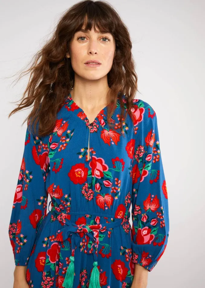 Blutsgeschwister Midi Dress Bohemian Fairytale Blue Women Dresses