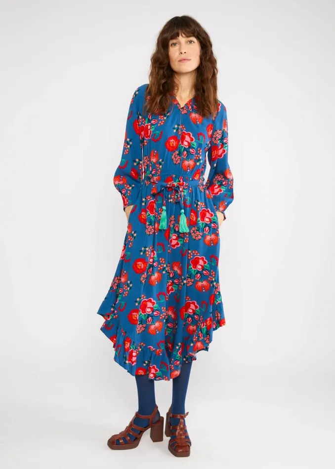 Blutsgeschwister Midi Dress Bohemian Fairytale Blue Women Dresses
