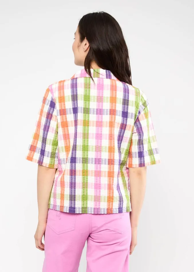 Blutsgeschwister Seersucker Shirt Shimmy Chic Blue Women Tops