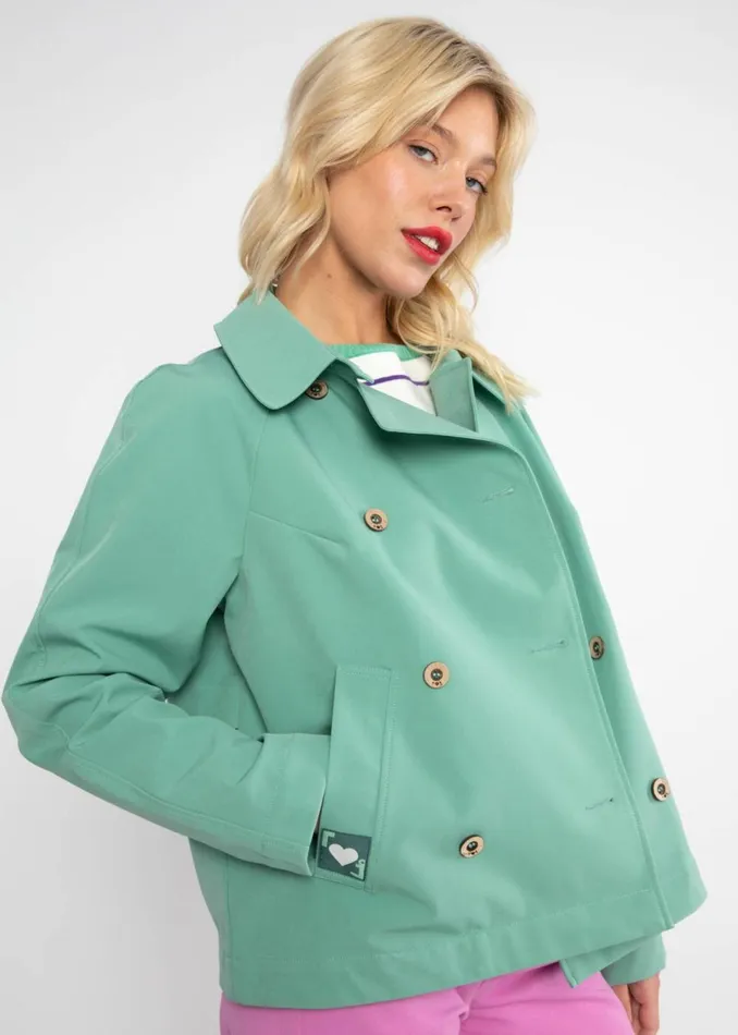 Blutsgeschwister Soft Shell Jacket Tiny Trench Green Women Jackets and Coats