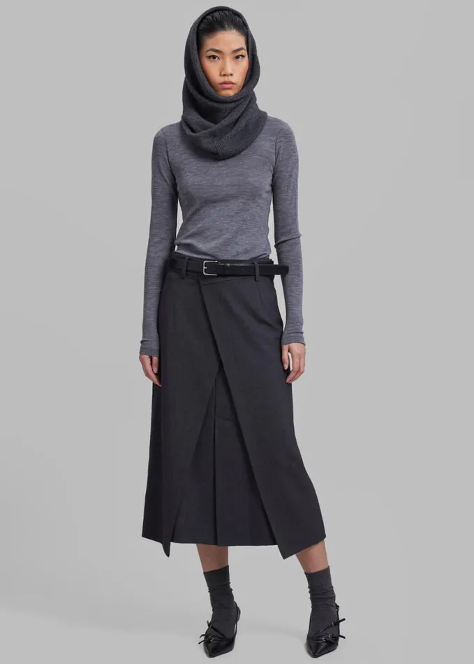 Bottoms Women The Frankie Shop Andy Midi Wrap Skirt 8211 Charcoal