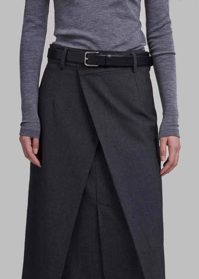 Bottoms Women The Frankie Shop Andy Midi Wrap Skirt 8211 Charcoal
