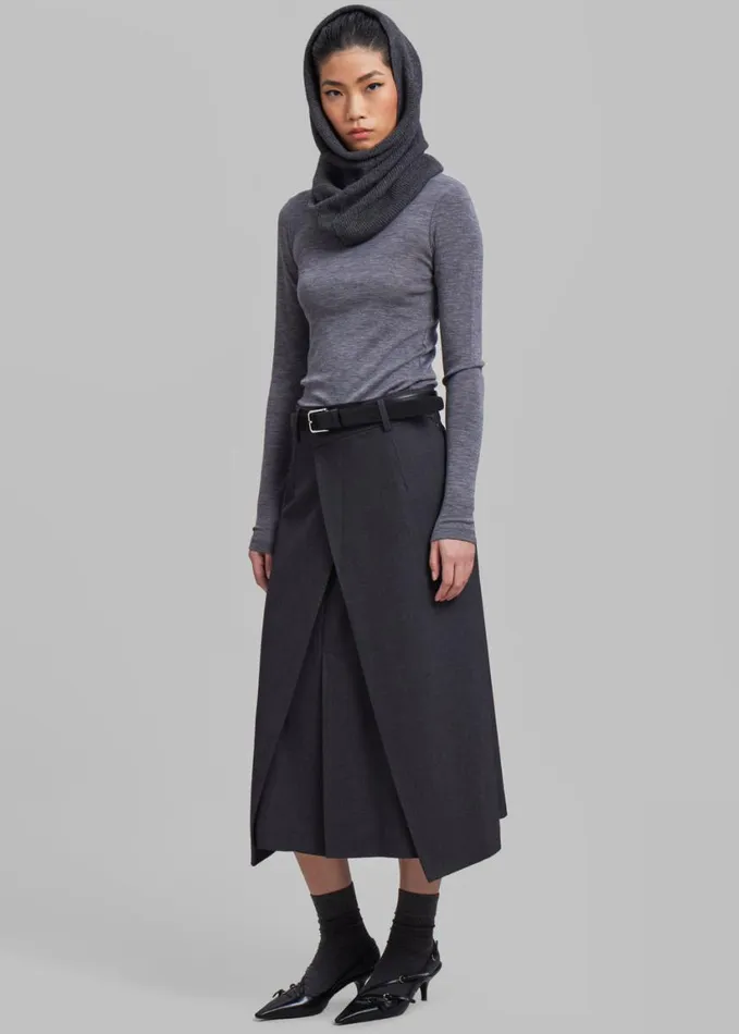 Bottoms Women The Frankie Shop Andy Midi Wrap Skirt 8211 Charcoal