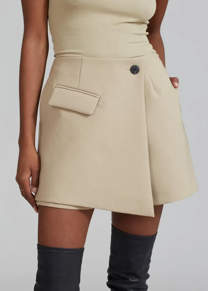 Bottoms Women The Frankie Shop Paige Wrap Skort 8211 Beige