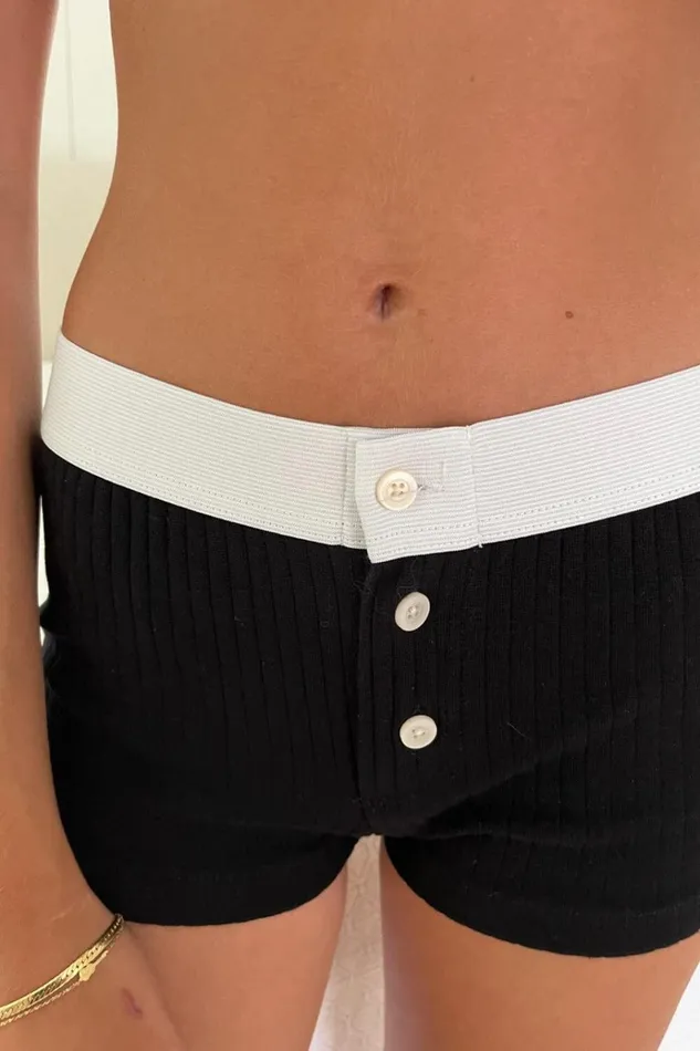 Boy Short Thick Ribbed Underwear Black Women Brandy Melville Matching Sets