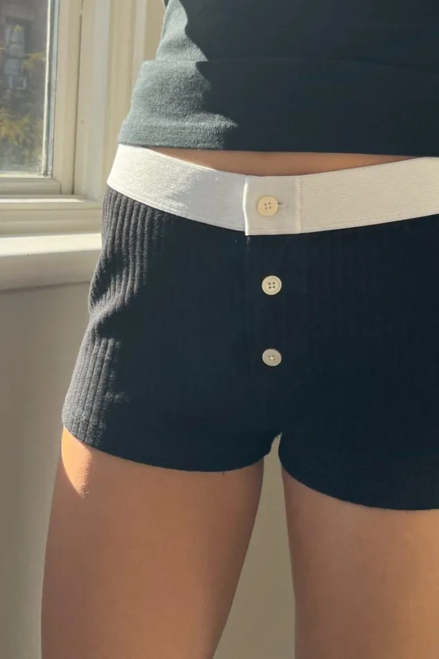 Boy Short Thick Ribbed Underwear Black Women Brandy Melville Matching Sets