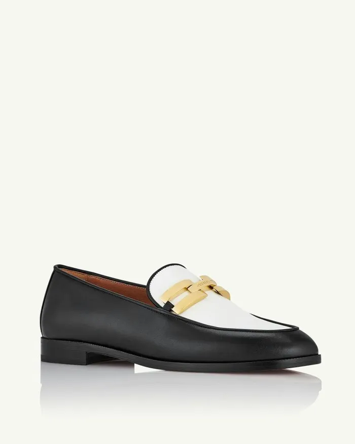 Brandi Mocassin Blackwhite Women Aquazzura Flats